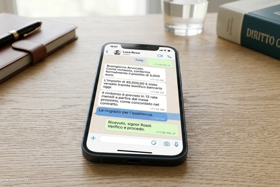 Whatsapp come prova per recuperare un credito